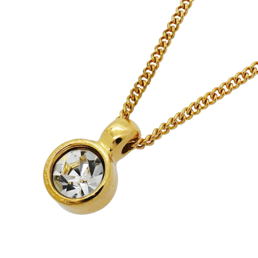 Christian Dior Necklace, GP Plated, Rhinestone, Gold, Women's
